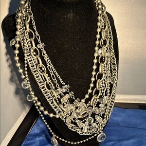 Chic Multi-Layered Silver Necklace